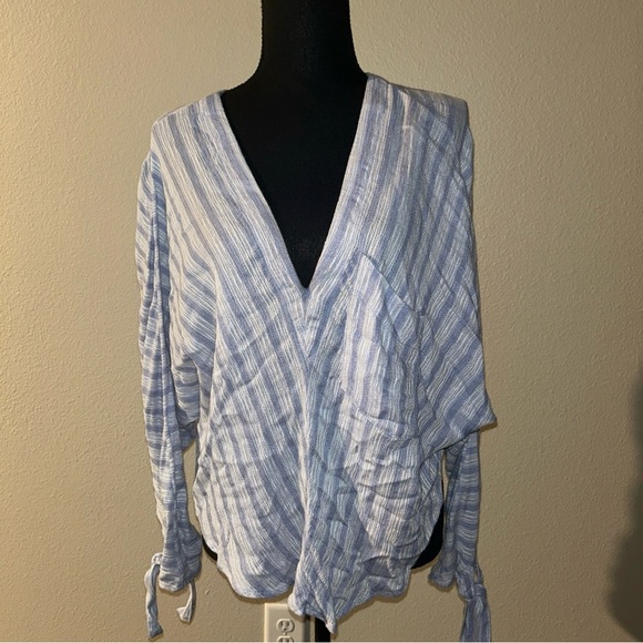 Free People Striped Blue and White Blouse - Picture 2 of 7